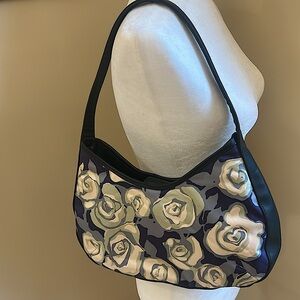 Floral Shoulder Bag with Black Trim